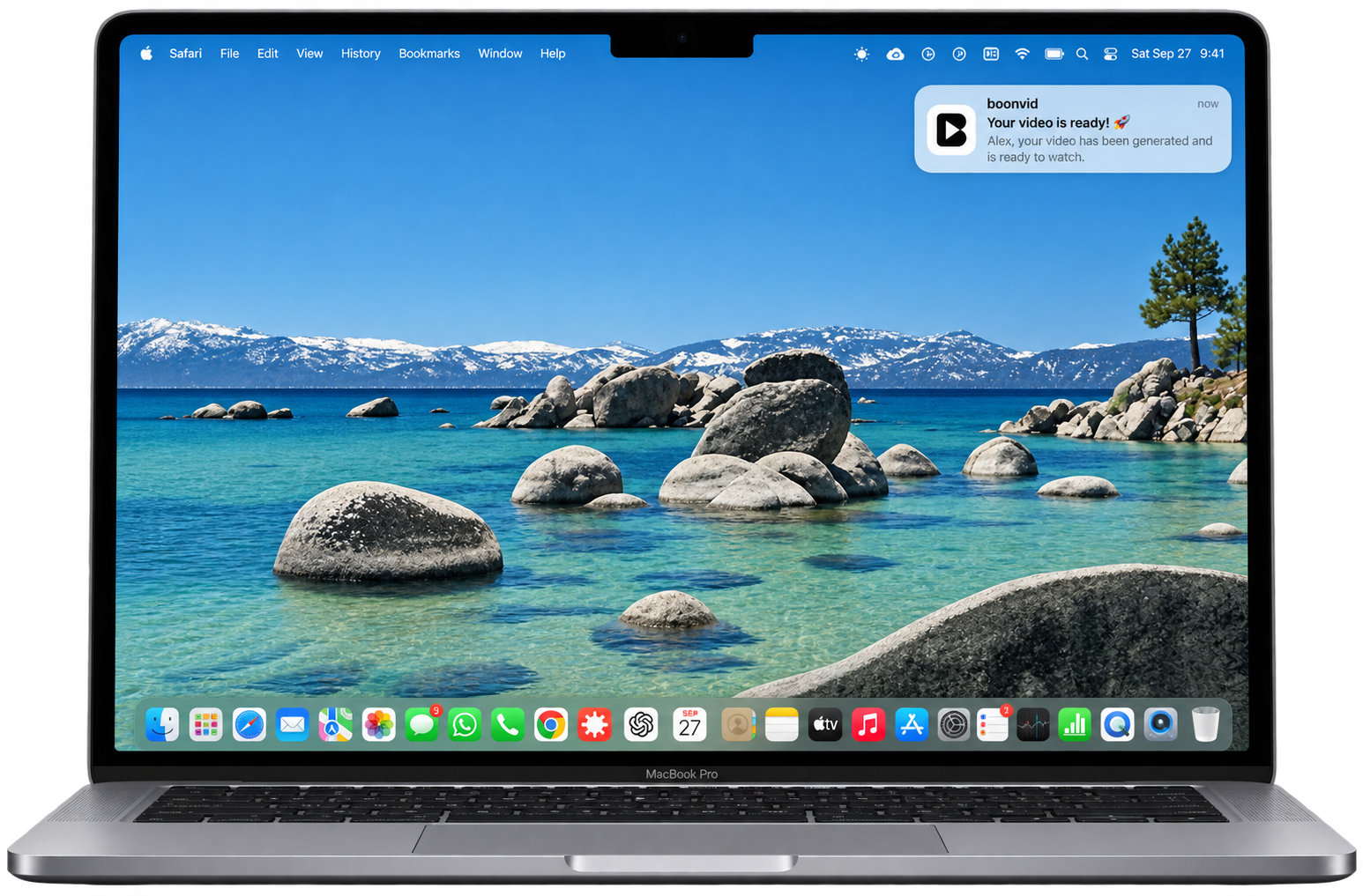 macOS notification from boonvid: Your video is ready